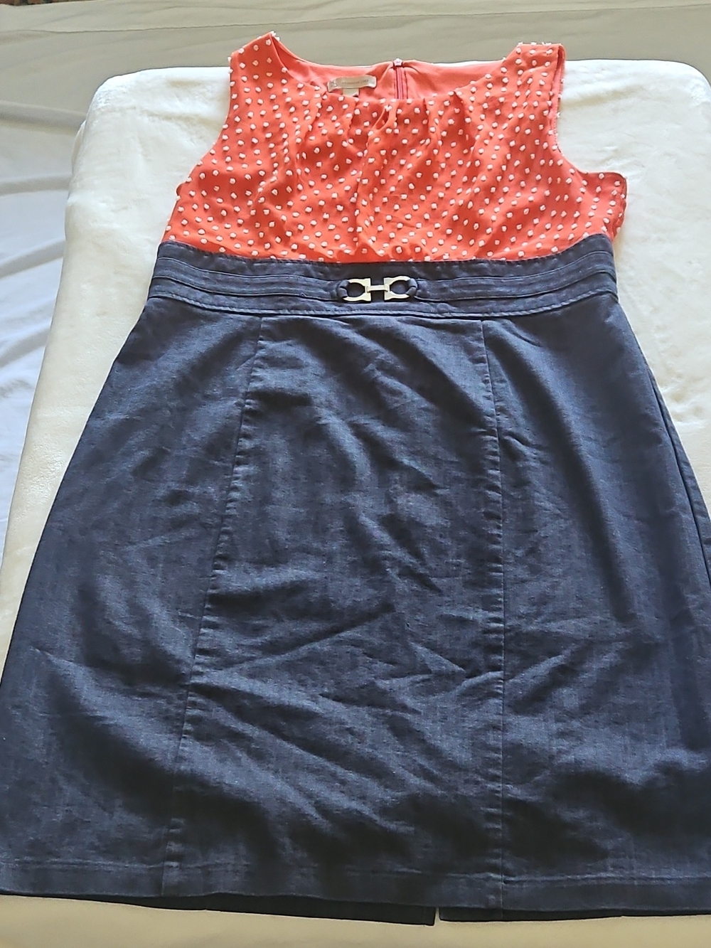 cb Established 1962 Polka Dot Coral and Navy A-Line Dress